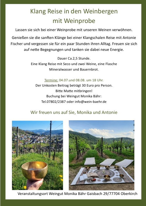 Klangreise im Weinberg mit Weinprobe