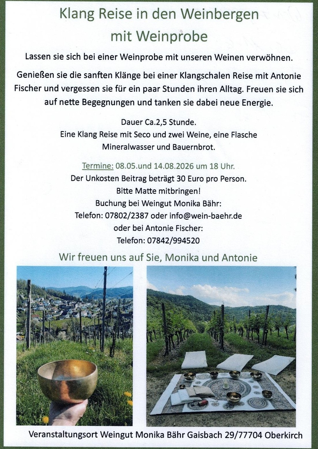 Klangreise im Weinberg mit Weinprobe